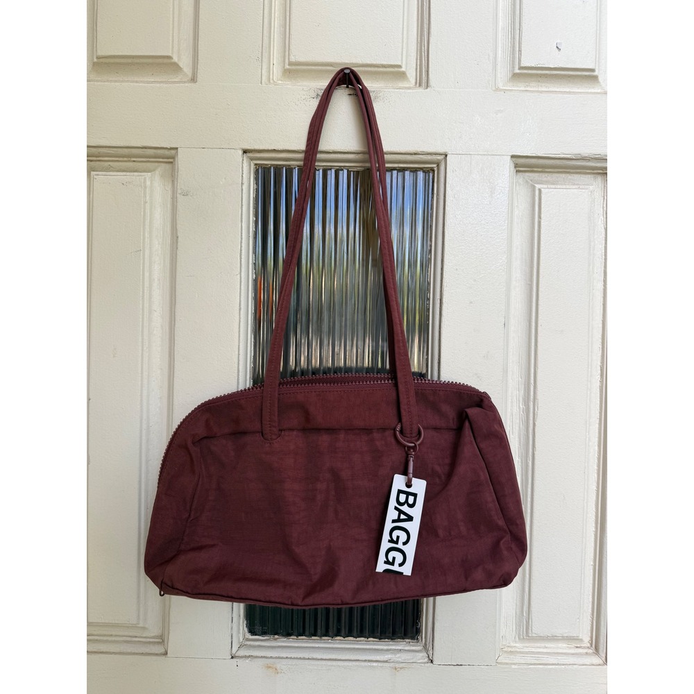 Baggu Nylon Bowler Bag Burgundy Oxblood Recycled Shoulder Bag NWT